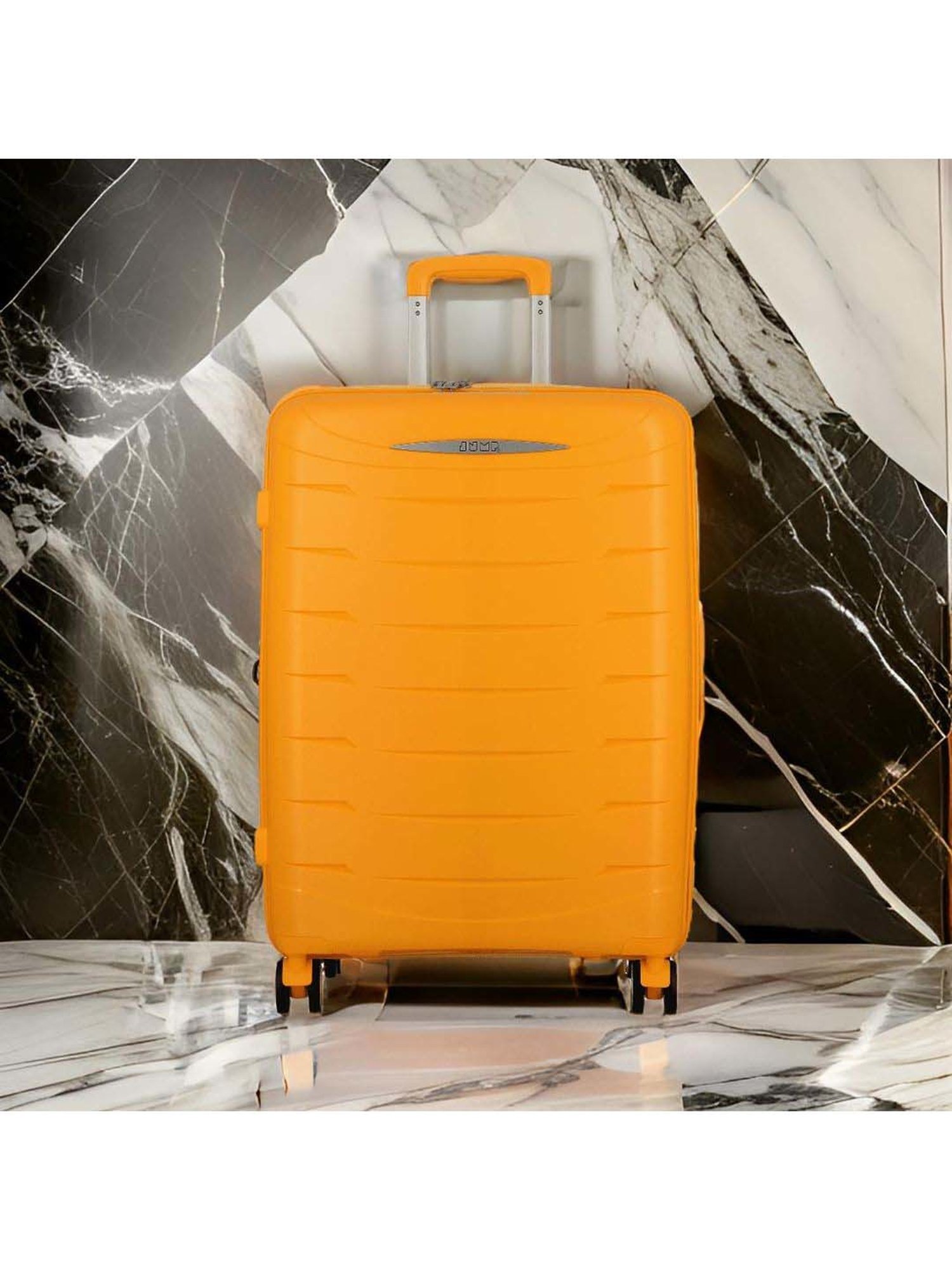 Jump Furano 2 Orange 8 Wheels Large Hard Cabin Trolley Bag Set of 2