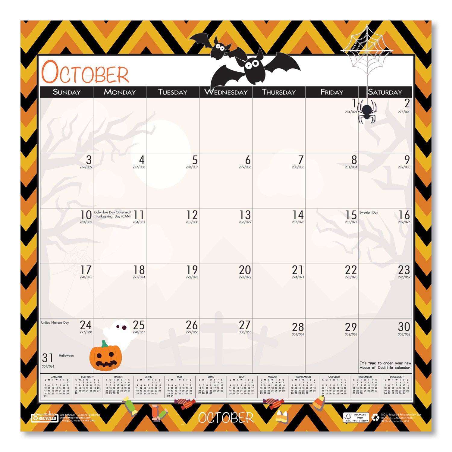 House of Doolittle 100% Recycled Seasonal Wall Calendar 12 x 12 2021 338