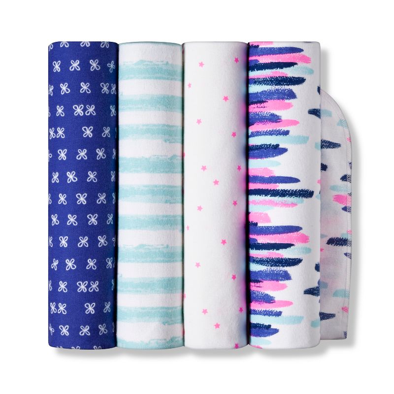 Flannel Baby Blanket 4pk - Cloud Island™? Blue 4pk