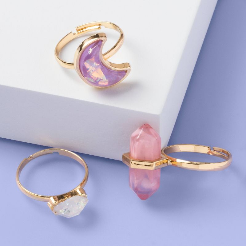 Girls' 3pk Diamond and Shard Ring Set - More Than Magic™