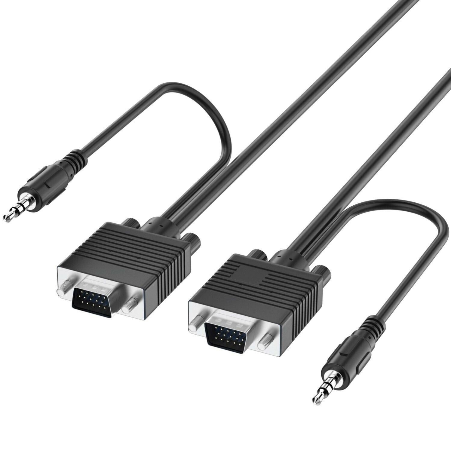 Fosmon 25FT High Resolution Plug Play VGA 3.5mm Aux Audio Male Adapter Cable