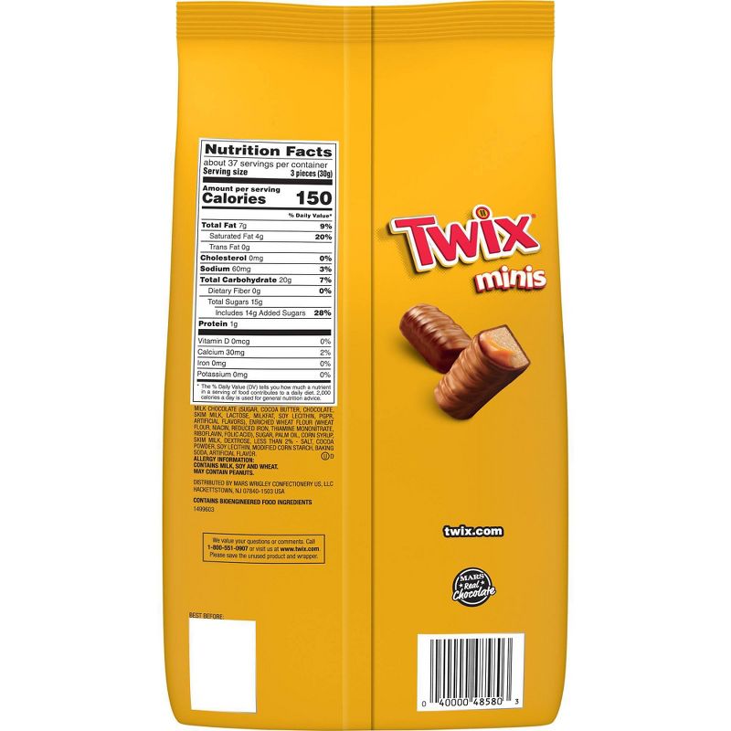 Twix Minis Caramel Chocolate Cookie Bar Candy - 40oz
