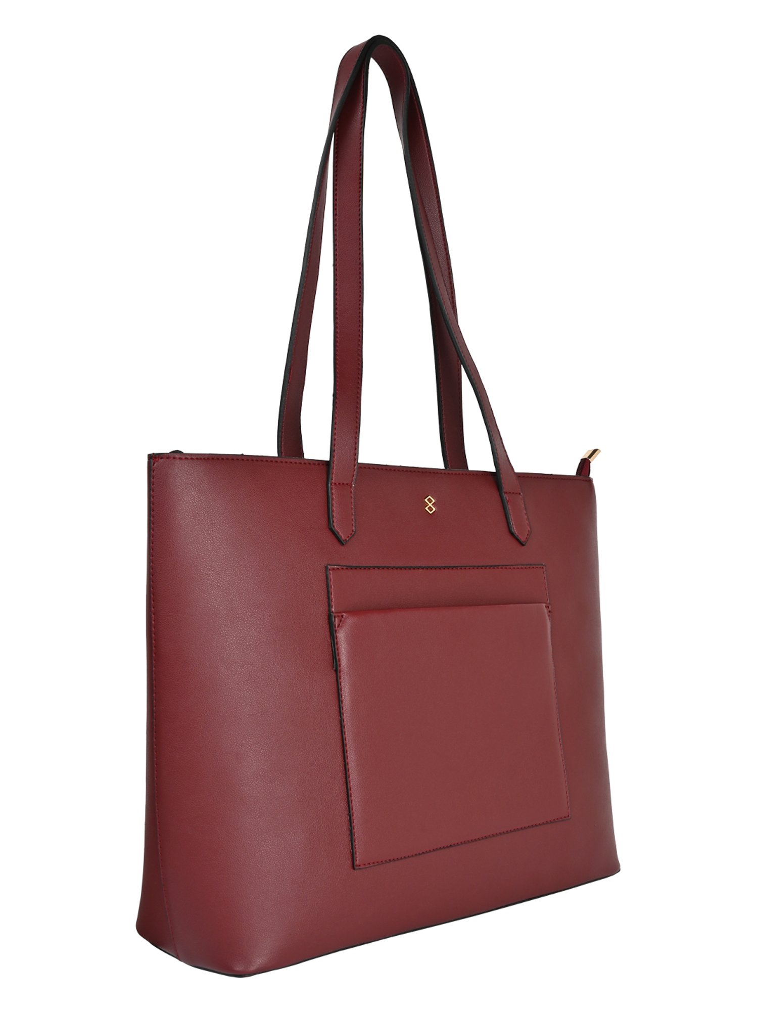 Horra Maroon Solid Large Tote Bag - 13 inches