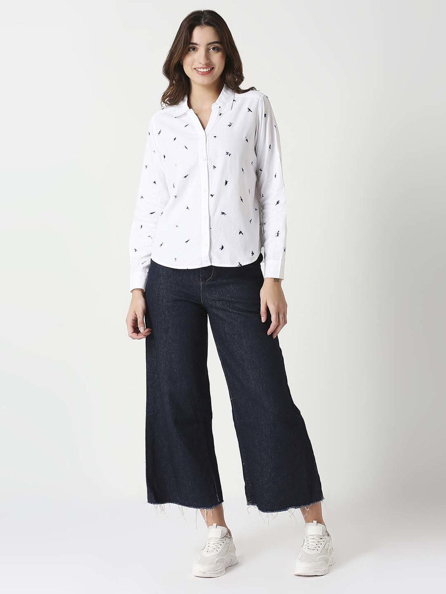 Remanika White Cotton Embroidered Shirt