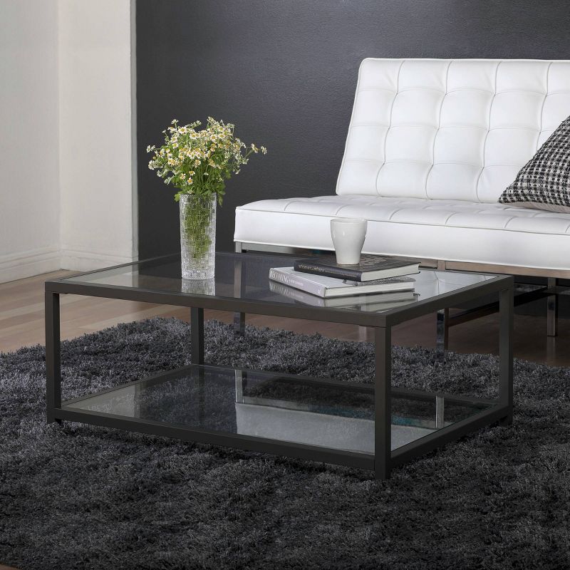 36" Camber Modern Coffee Table with Clear Glass Pewter - Studio Designs Home