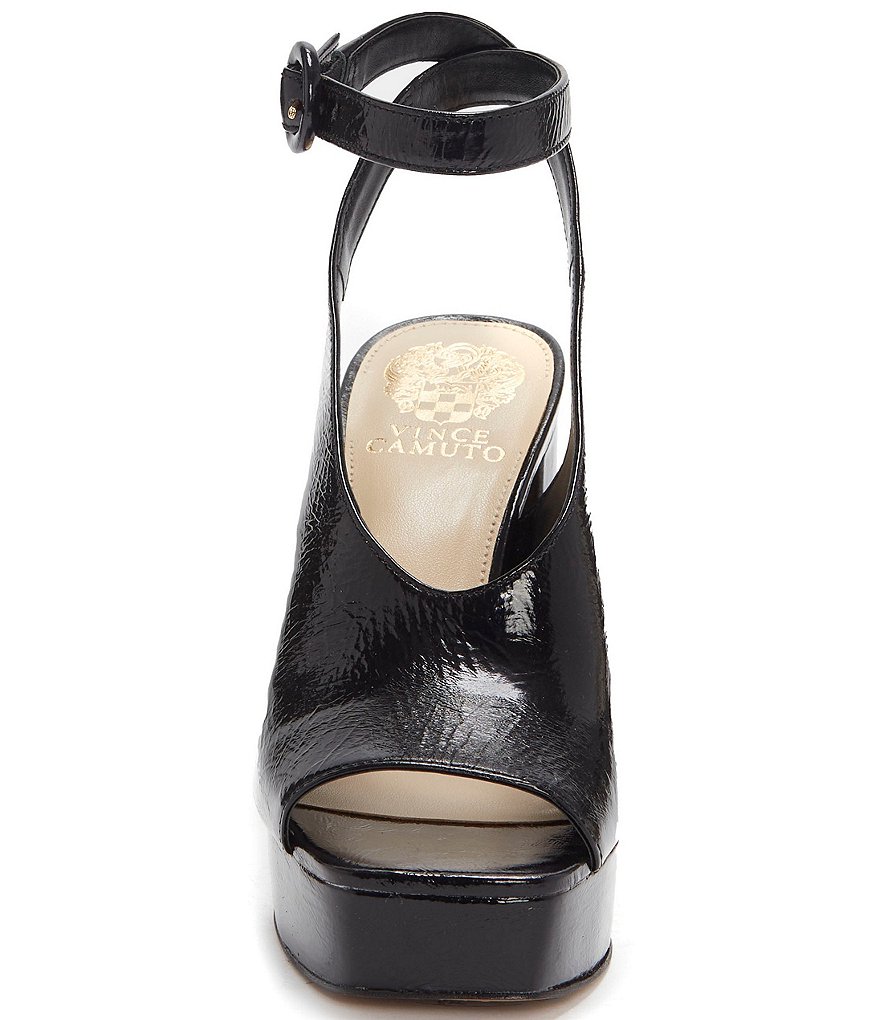 Vince Camuto Somerson Crinkle Patent Leather Platform Ankle Strap Sandals