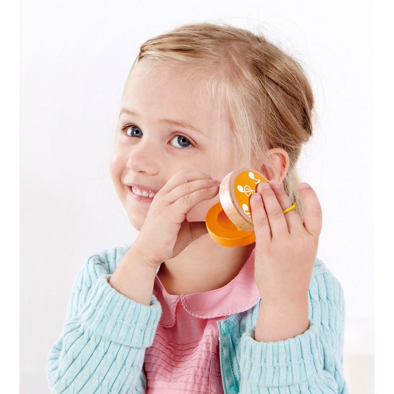 Hape E0339 Kids Toddler Preschool 5 Piece Wooden Musical Instrument Toy Mini Band Set with Ukulele, Tambourine, Clapper, Rattle, and Rain Stick