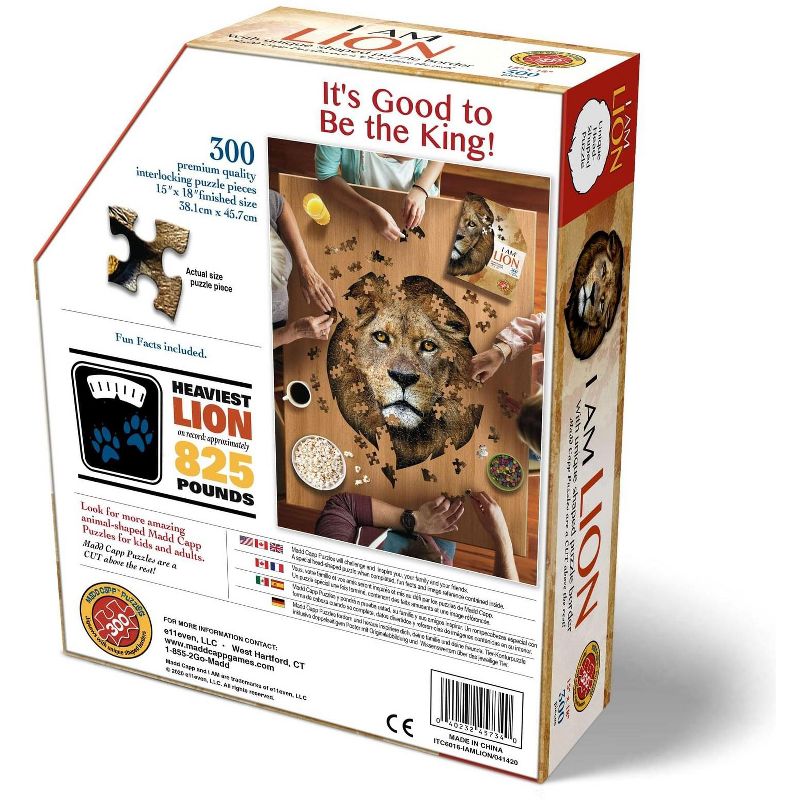 Madd Capp Games I AM Lion 300 Piece Animal Head-Shaped Jigsaw Puzzle