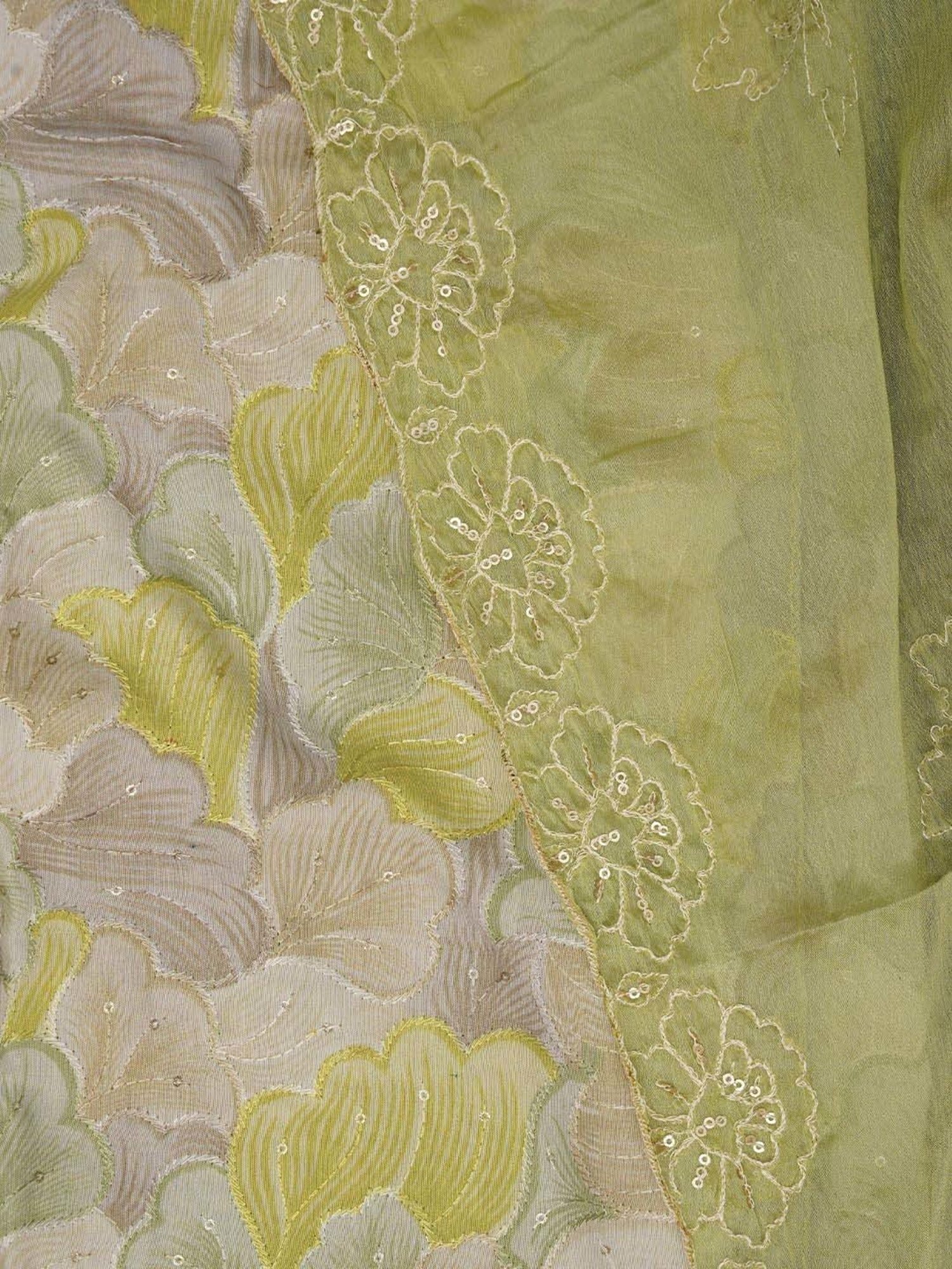 Jaipur Kurti Green Embroidered Unstitched Dress Material