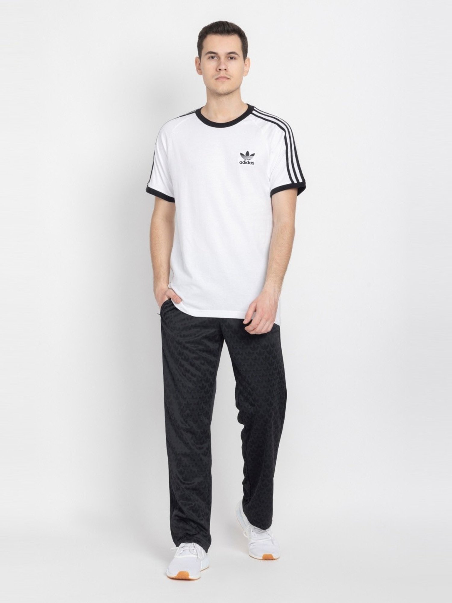 Adidas Originals White Regular Fit Striped T-Shirt