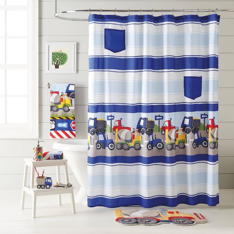 Trains and Trucks Printed Shower Curtain - Dream Factory