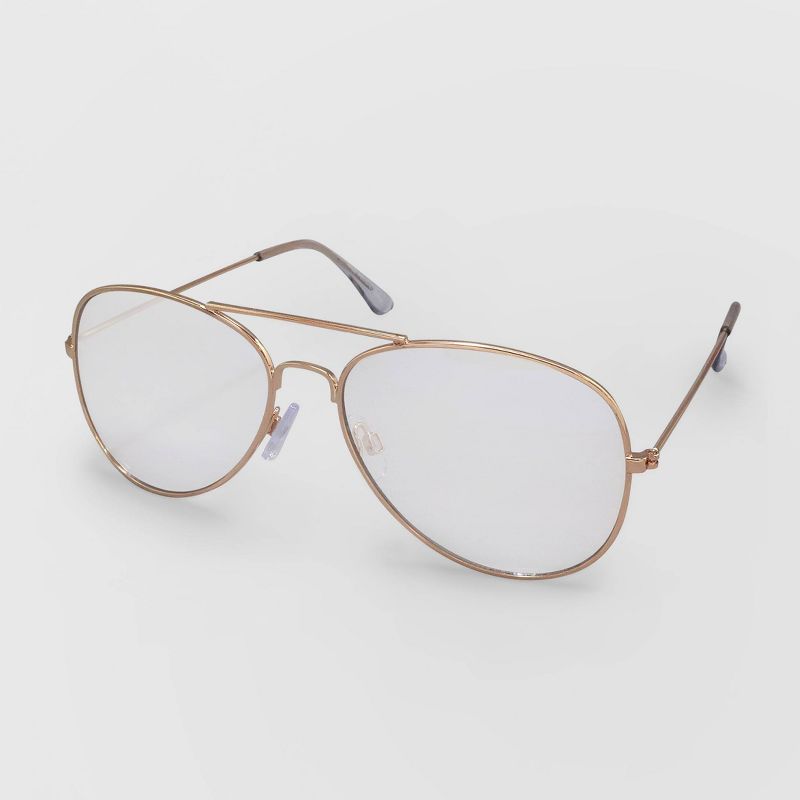 Women's Blue Light Filtering Aviator Glasses - Wild Fable™ Gold