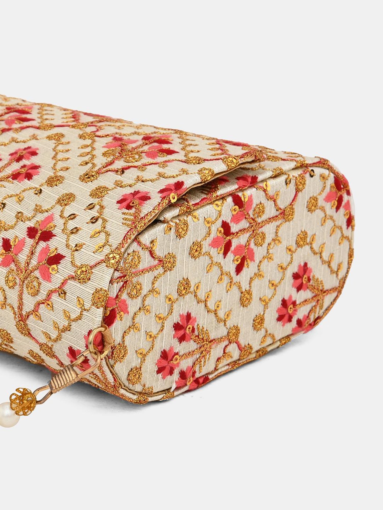 Gaurapakhi Beige Embroidered Envelope Clutch