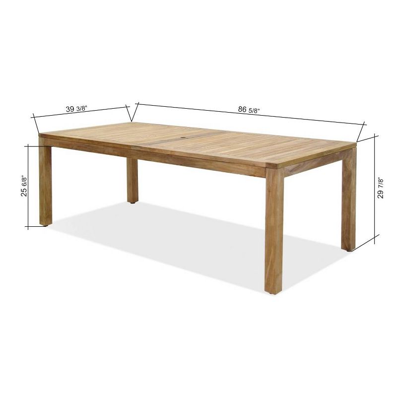 Metz 11pc Rectangular Teak/Resin Patio Dining Set - White - Amazonia