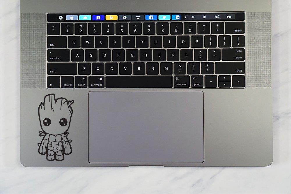 Cute Baby Groot (V2) From Guardians Of The Galaxy The Marvel Trackpad Keyboard Macbook Decal Vinyl Sticker (For 13" Mac (1.6&ldquo; x 3" ), Black)