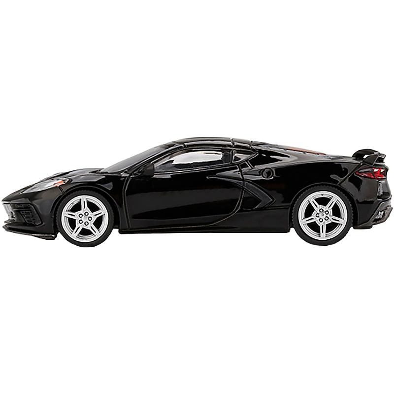 2020 Chevrolet Corvette Stingray C8 Black w/Midnight Gray Stripe Ltd Ed 3000 pcs 1/64 Diecast Model Car by True Scale Miniatures
