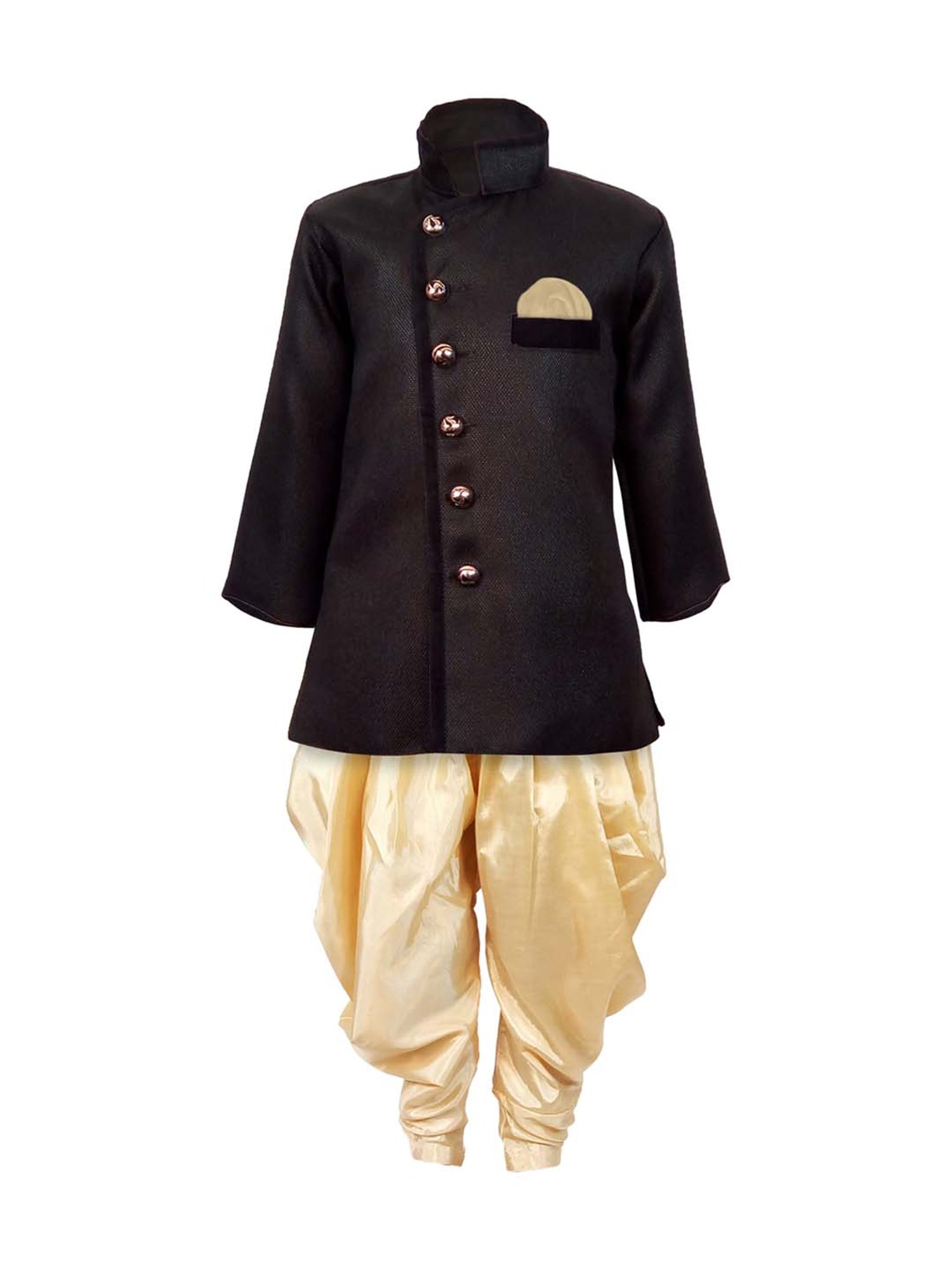 VASTRAMAY Boys Turquoise Floral Full Sleeves Indowestern