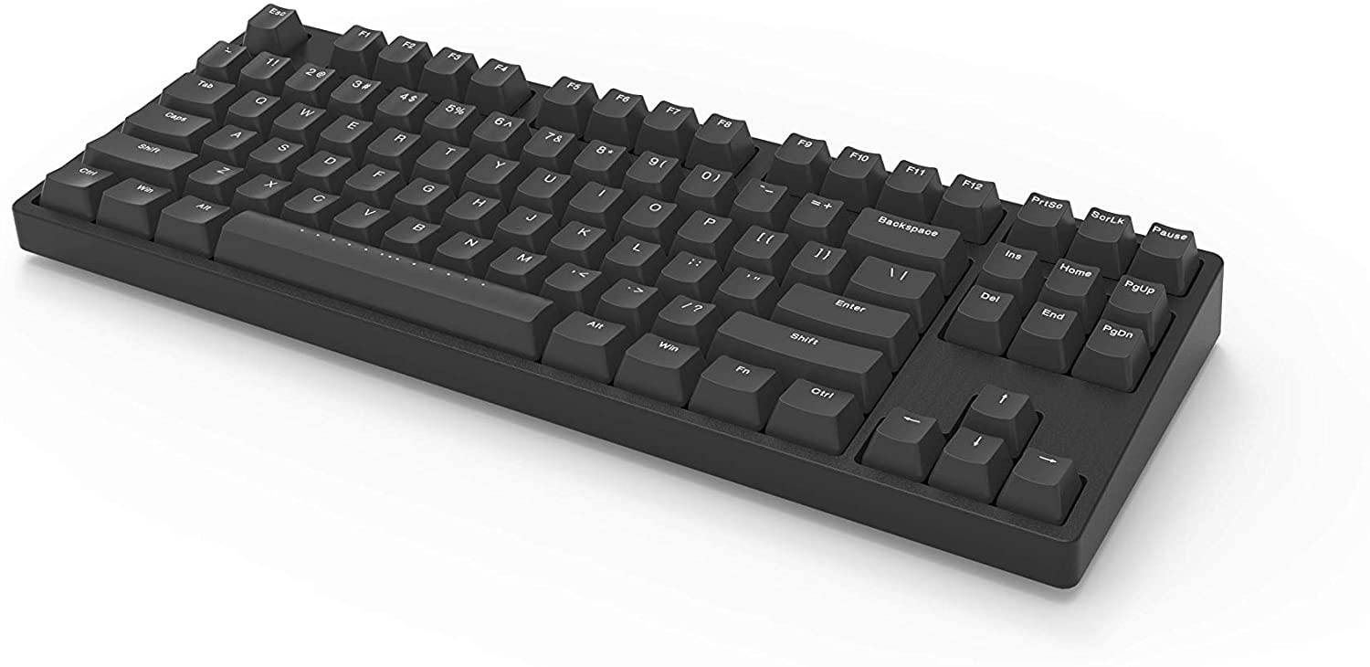 iKBC W200 Wireless Mechanical Keyboard with Cherry MX Red Switch for Windows and Mac OS, Enables Media Key and LED Indicator (2.4G Dongle, USB 2.0, PBT Double Shot 87 Keycaps, Black Color, ANSI/US)