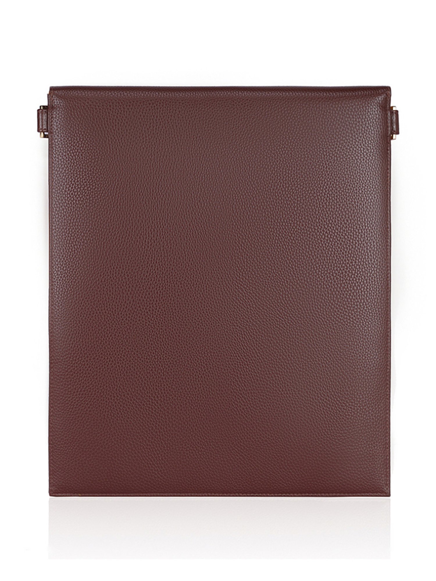 Eume Hibiscus Brown Leather Laptop Sleeve