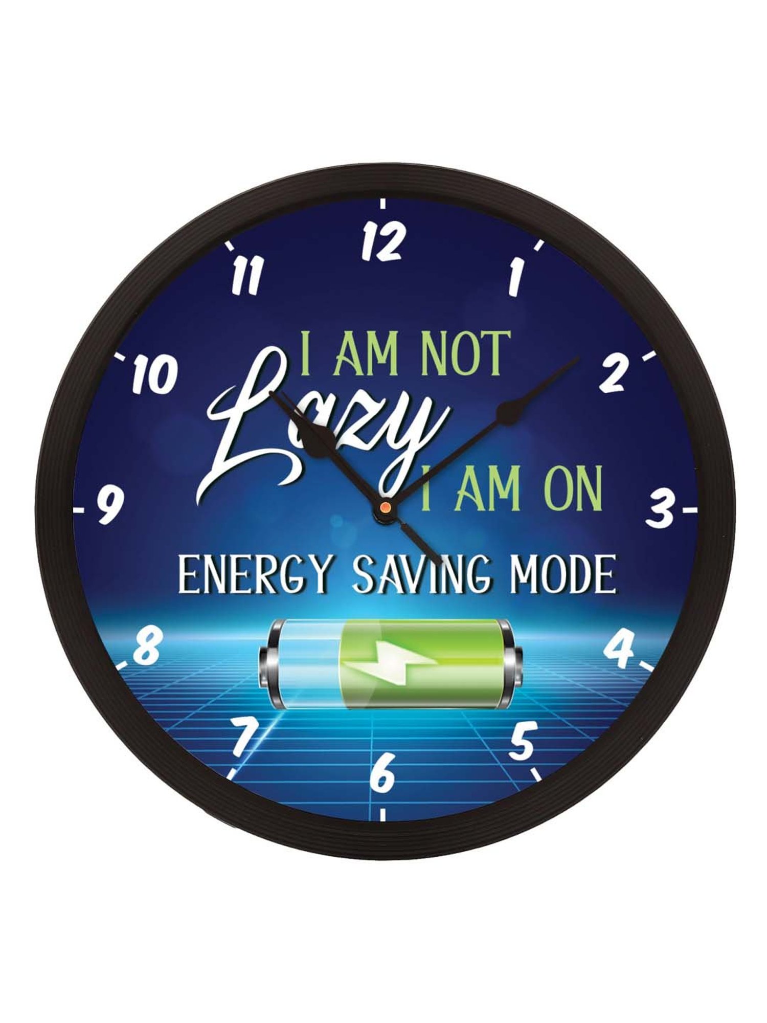 eCraftIndia 'I Am Not Lazy...' Designer Round Analog Black Wall Clock