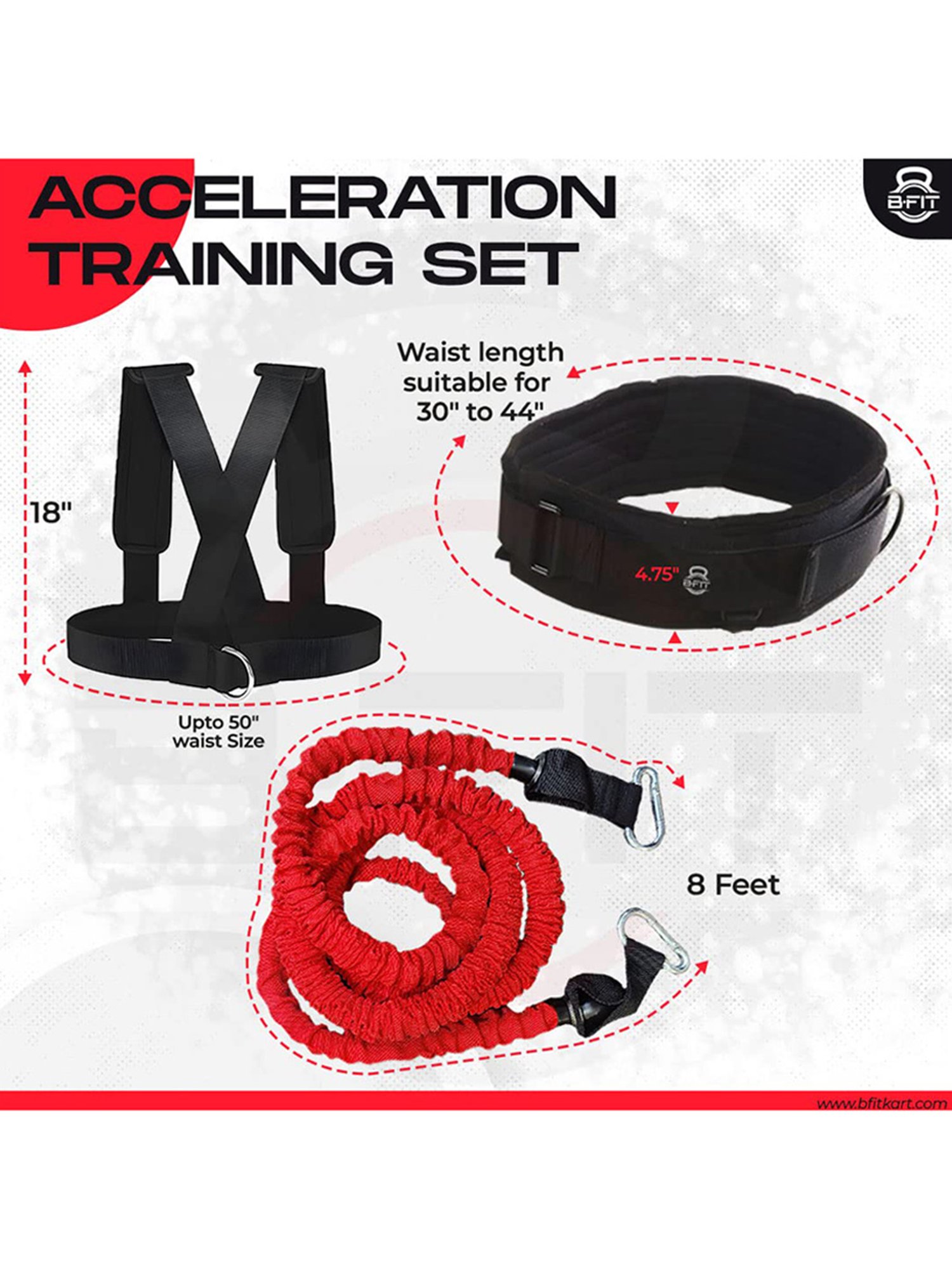 B Fit Resistance Trainer Acceleration Speed Cord (Black)