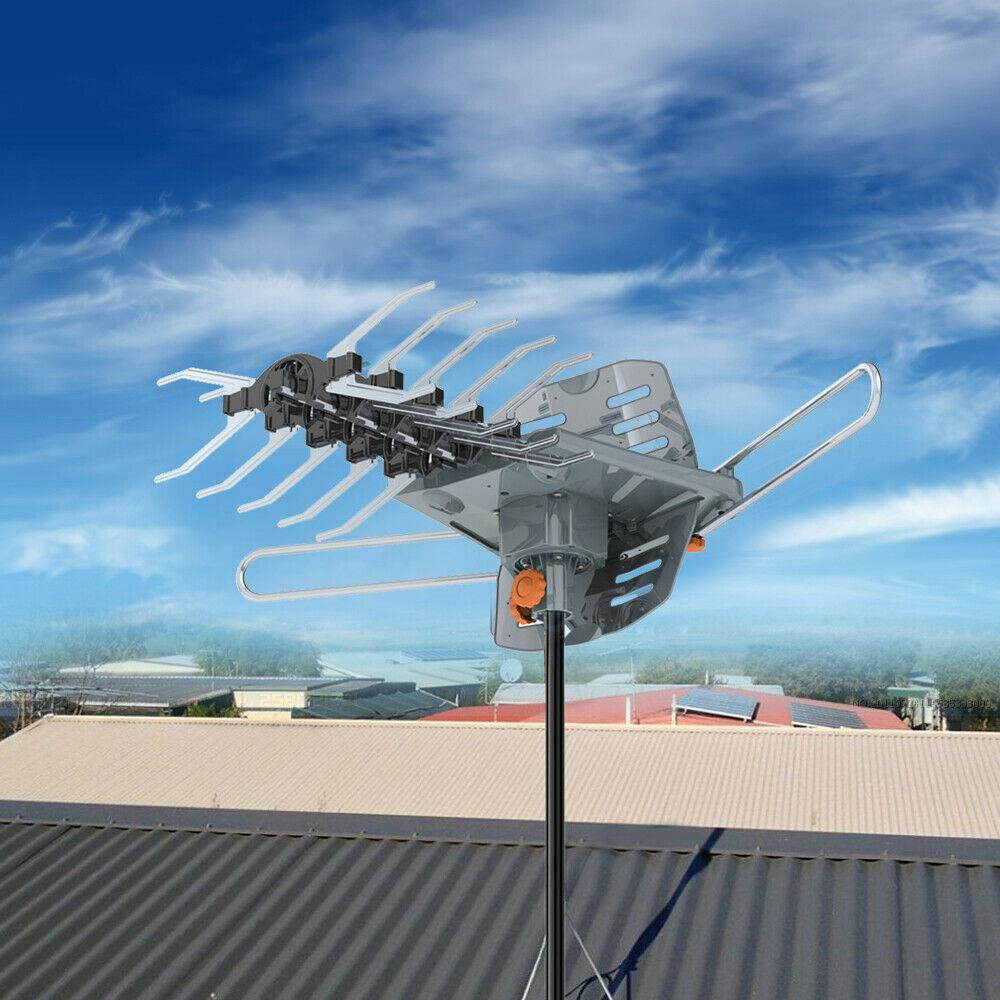 200 Mile 1080P 4K HDTV Outdoor TV Antenna Motorized Amplified 36dB 360&deg; Rotation