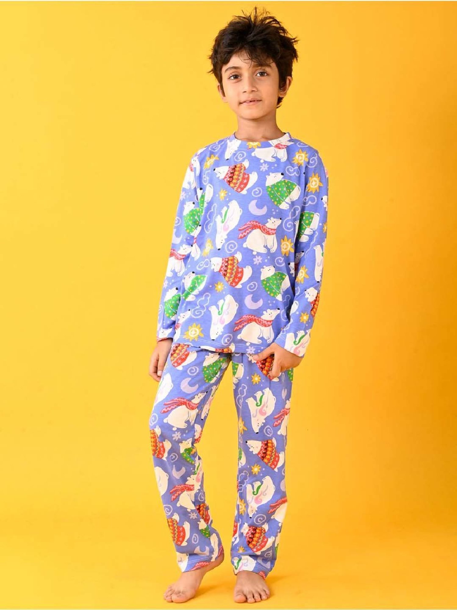 Nite Flite Boys Navy & Grey Born to Play Cricket Pyjama Set