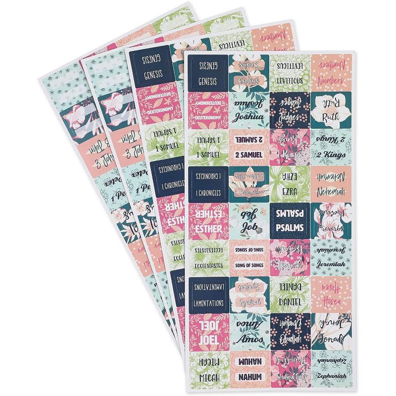 Faithful Finds 144 Count Floral Design Peel & Stick Bible Stickers Indexing Tabs, 72 Designs, 1.2 x 1 in