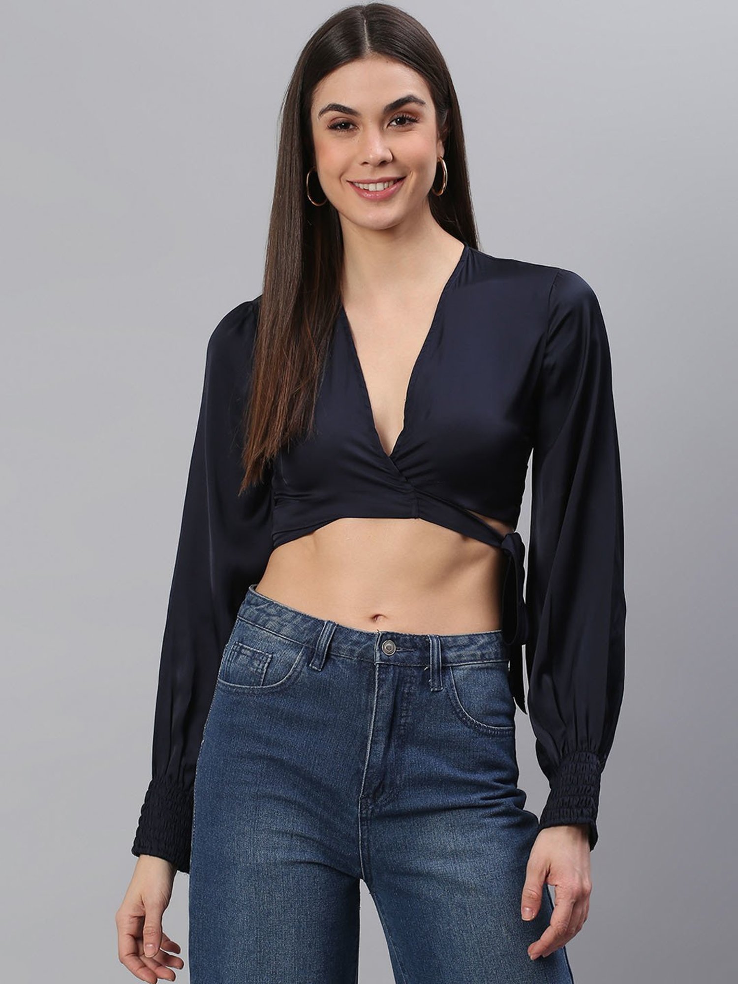 Cation Navy Crop Top