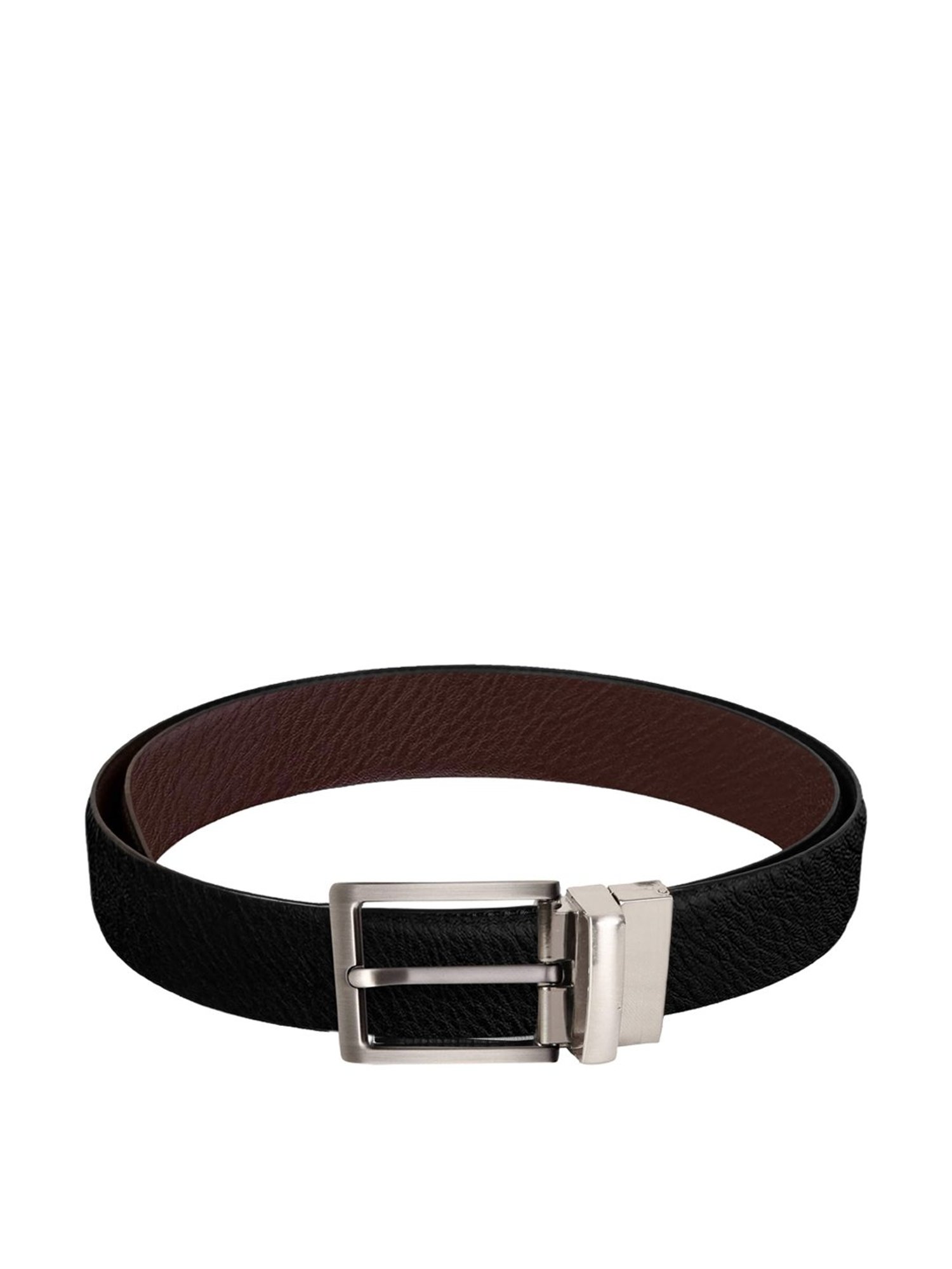 SCHARF Black Leather Reversible Belt With Wallet for Men