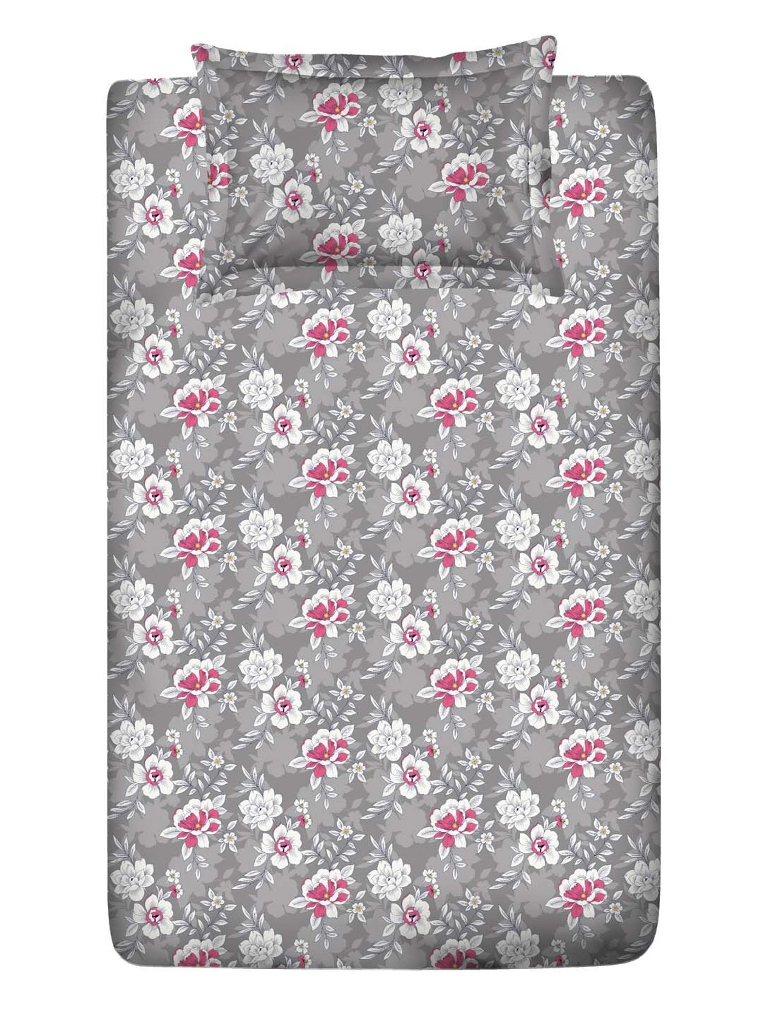 Layers Tuscany Grey Cotton 104 TC Single Flat Bed Sheet With 1 Pillow Cover