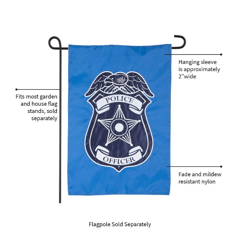 Evergreen Police Department Applique Garden Flag, 12.5 x 18 inches