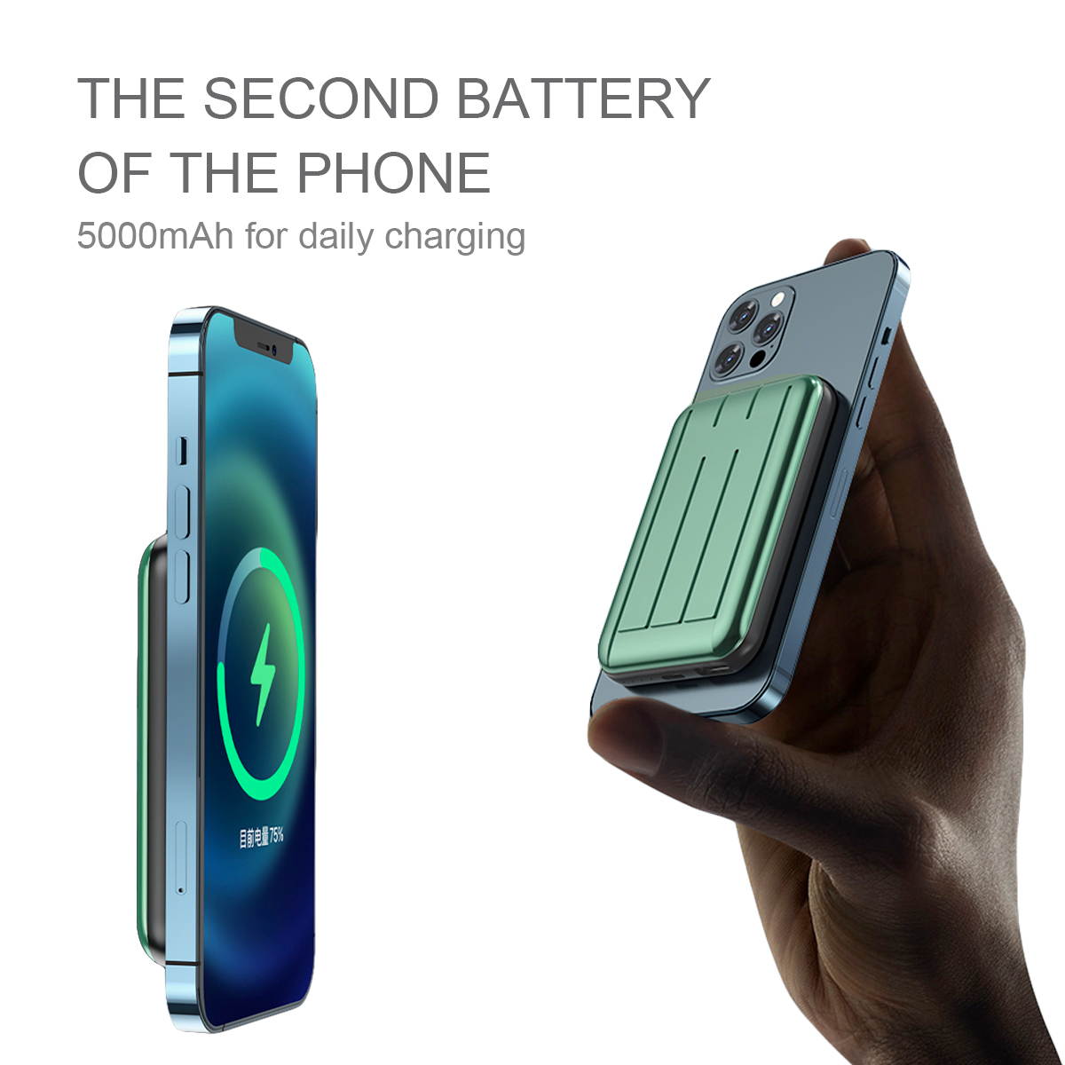 Mag-safe wireless power bank Magnetic Typc usb C 15W PD fast charging 5000mah battery for iphone 12 / 12 mini / 12 pro / 12 pro max