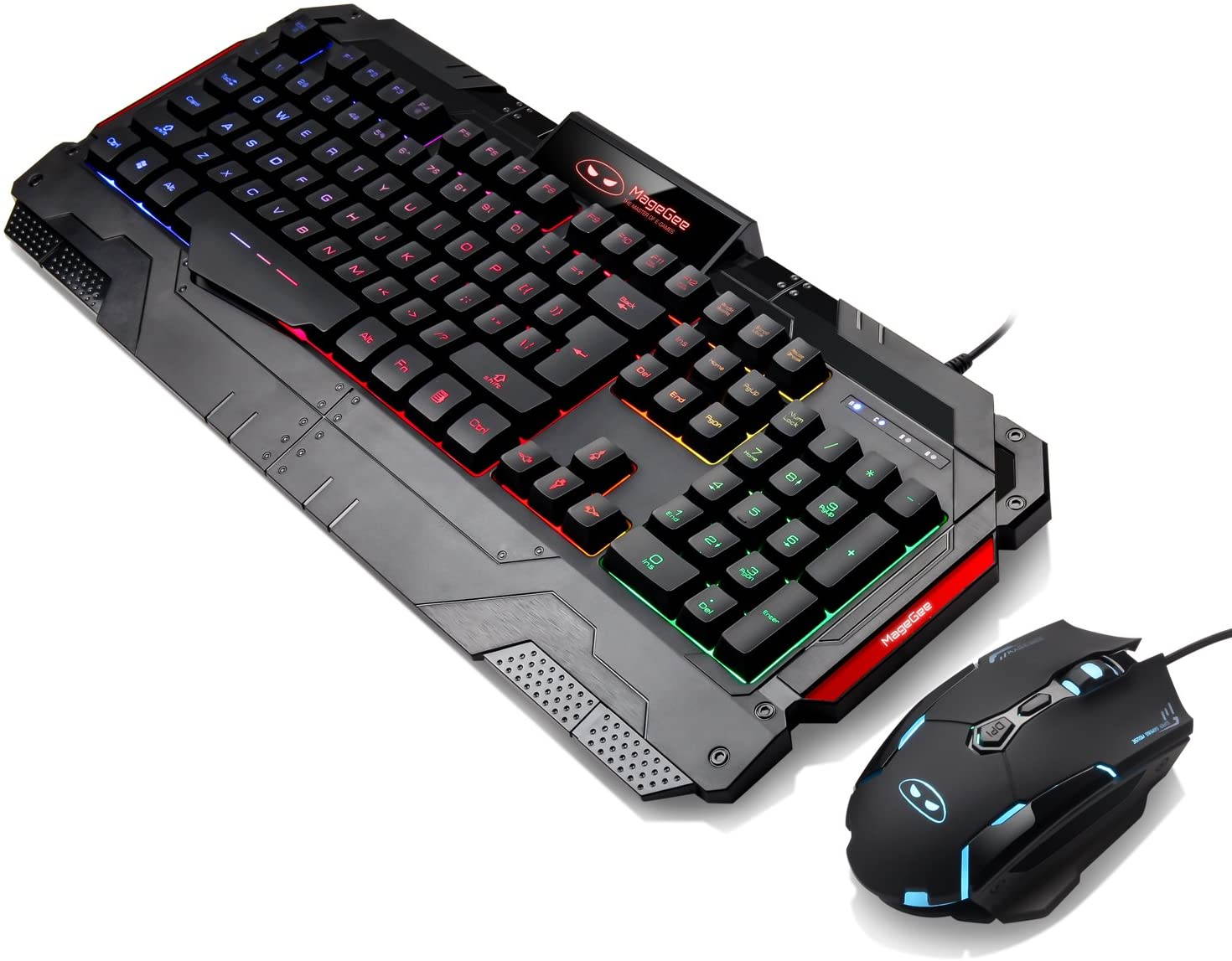 Wire Keyboard and Mouse Combo &mdash; Keyboard and Mouse Included, Breathing LED Backlit Keyboard and Mouse Set, Gaming Mouse and Keyboard Silent 104 Key with Wrist Rest for PC Laptop