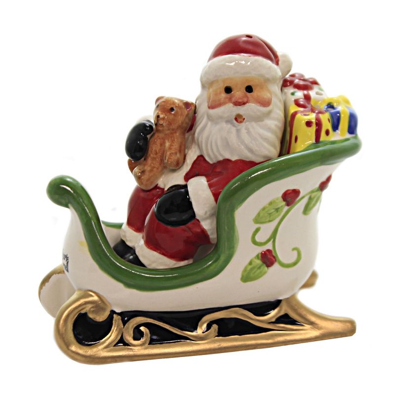 Tabletop 3.5" Santa And Sleigh Salt/Pepper Christmas Teddy Bear Presents Cosmos Gifts Corp.  -  Salt And Pepper Shaker Sets