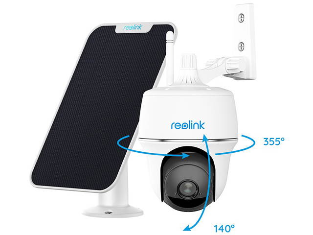 Reolink Pan Tilt Outdoor Security Camera Rechargeable Battery Wireless 1080p WiFi IP Camera, Color Night Vision Weatherproof PIR Motion Detection Surveillance Camera, Argus PT with Solar Panel
