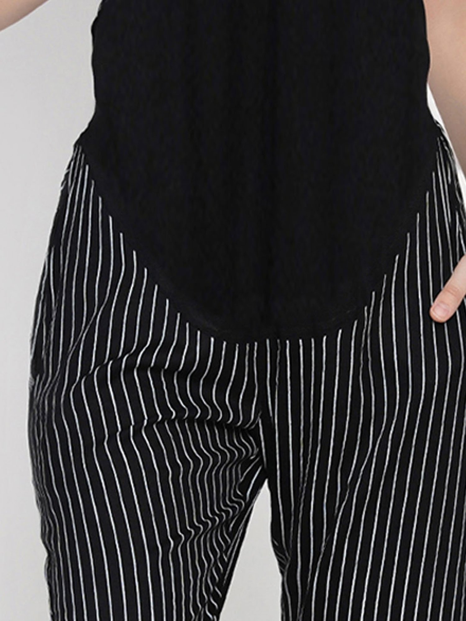 Mine4Nine Black & White Striped Maternity Pants