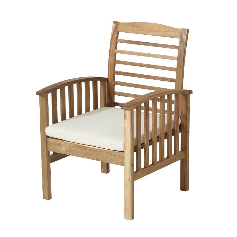 2pk Wood Outdoor Lounge Chair with Off-White Cushion - Accent Furniture