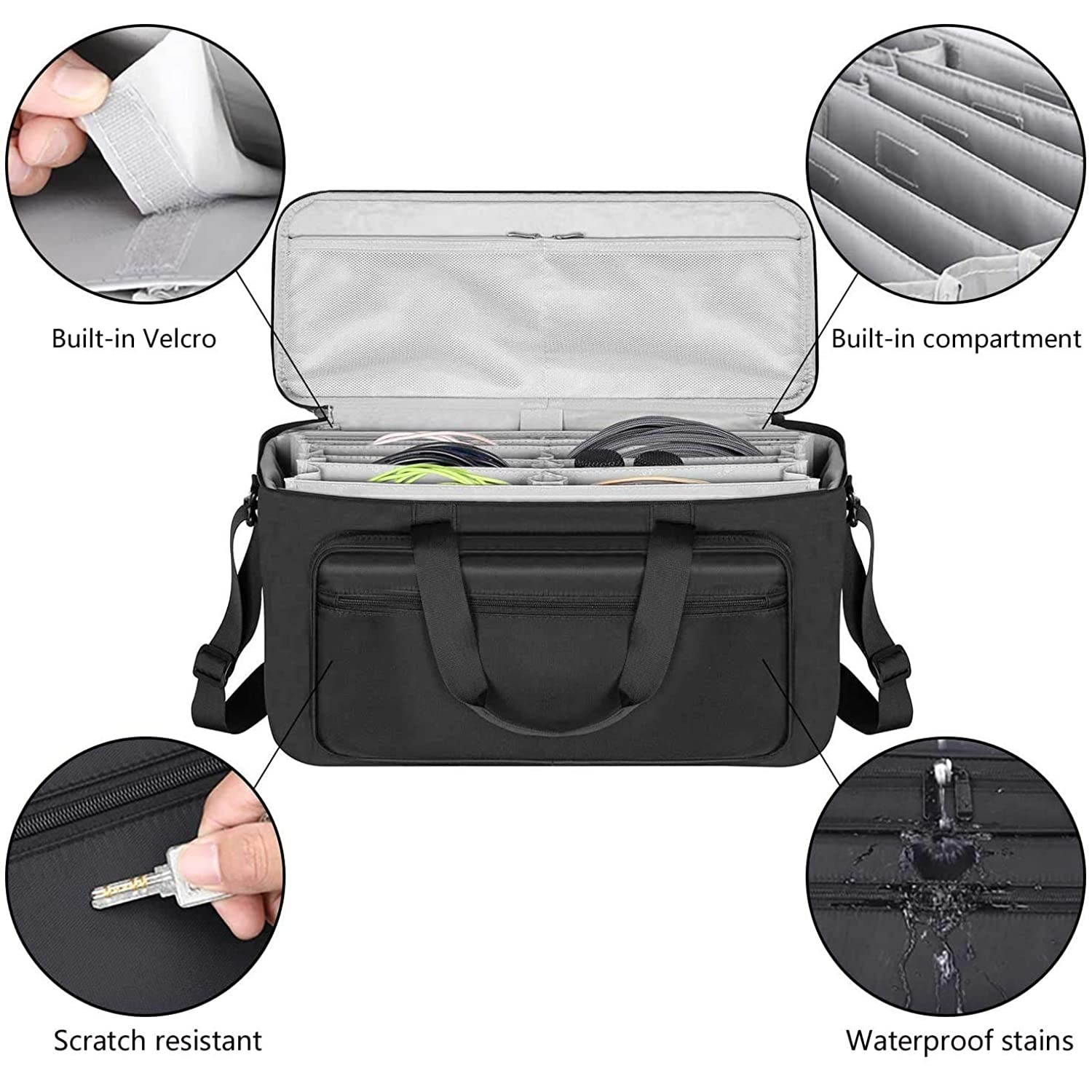 BUBM Large Travel Gig Band Cable File Bag,with double separate bags, Musical instrument Cable & Accessories Organizer Laptop Bag for 13inch macbook.