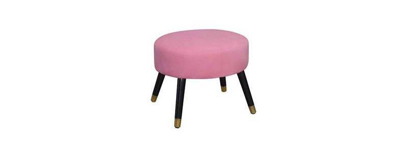 Mid-Century Modern Ottoman Stool Pink Faux Suede - Breighton Home