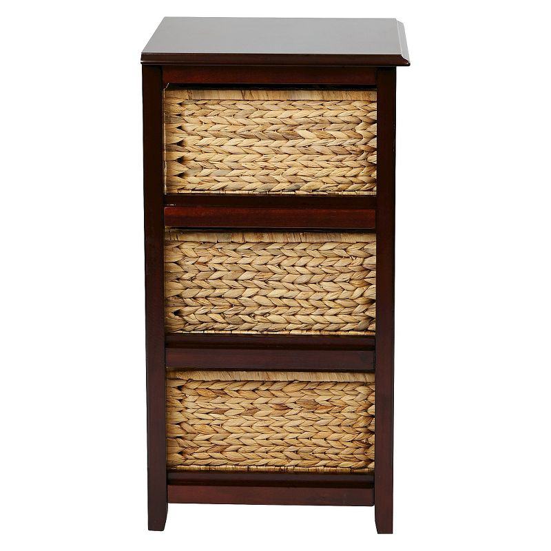 Seabrook ThreeTier Storage Unit With Espresso and Natural Baskets - OSP Home Furnishings