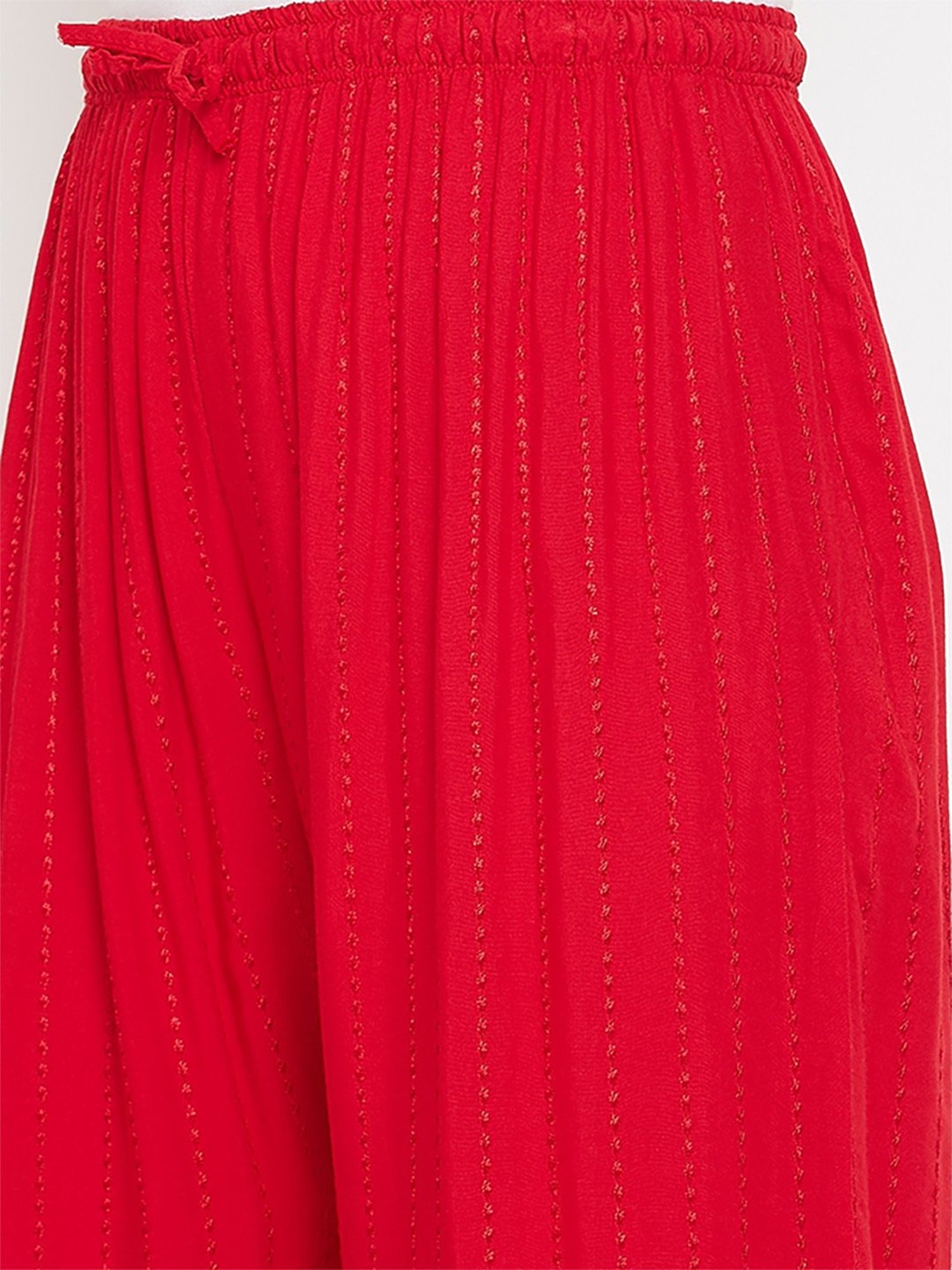 Castle Red Embroidered Palazzos