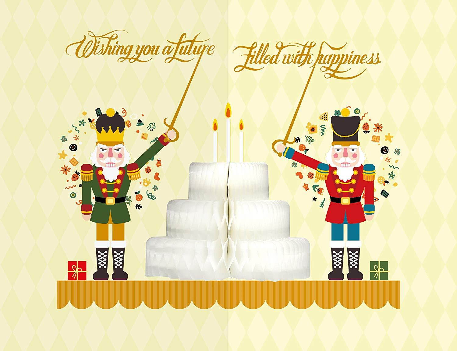 YURICOM Handmade Honeycomb Pop Up Greeting Card (Pack of 1, Nut Cracker)