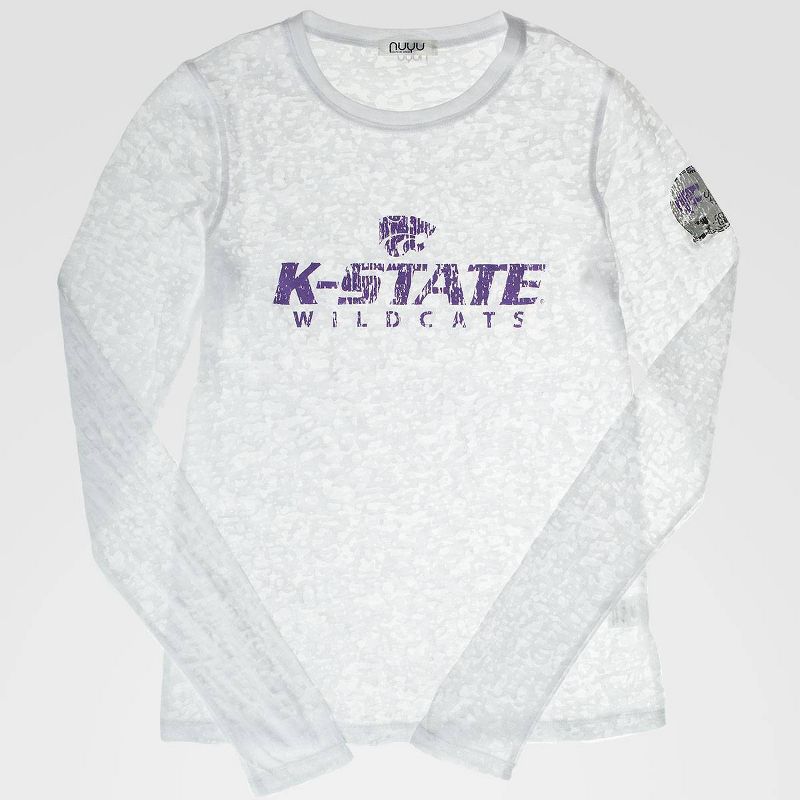 NCAA Kansas State Wildcats Long Sleeve Burnout Crew Activewear T-Shirt - White M