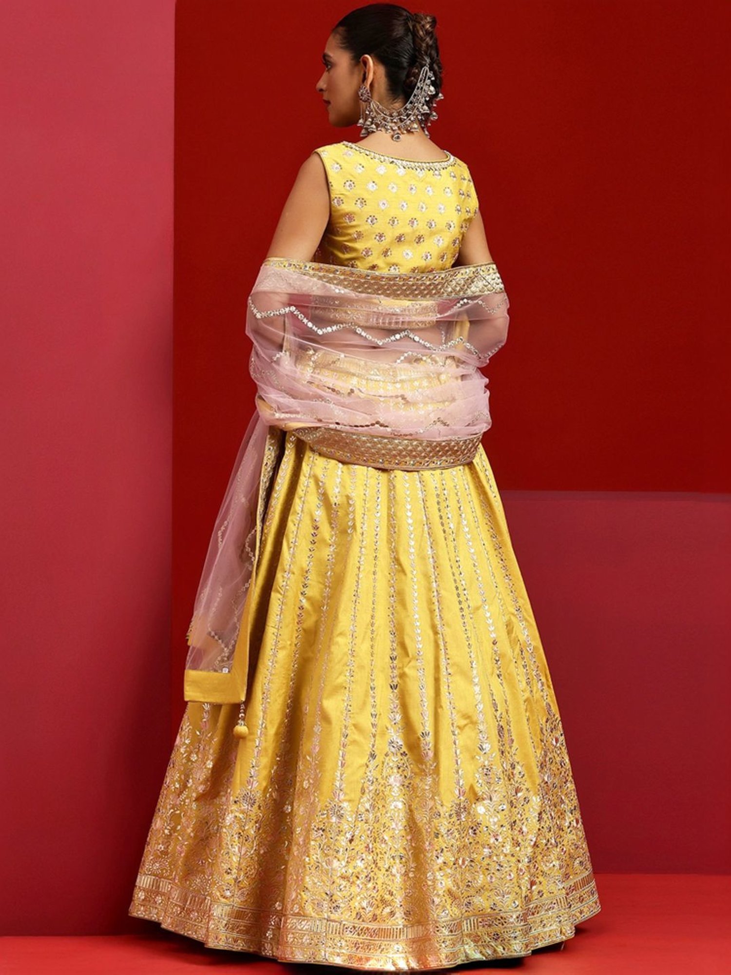 Libas Art Yellow Embroidered Lehenga Choli Set With Dupatta