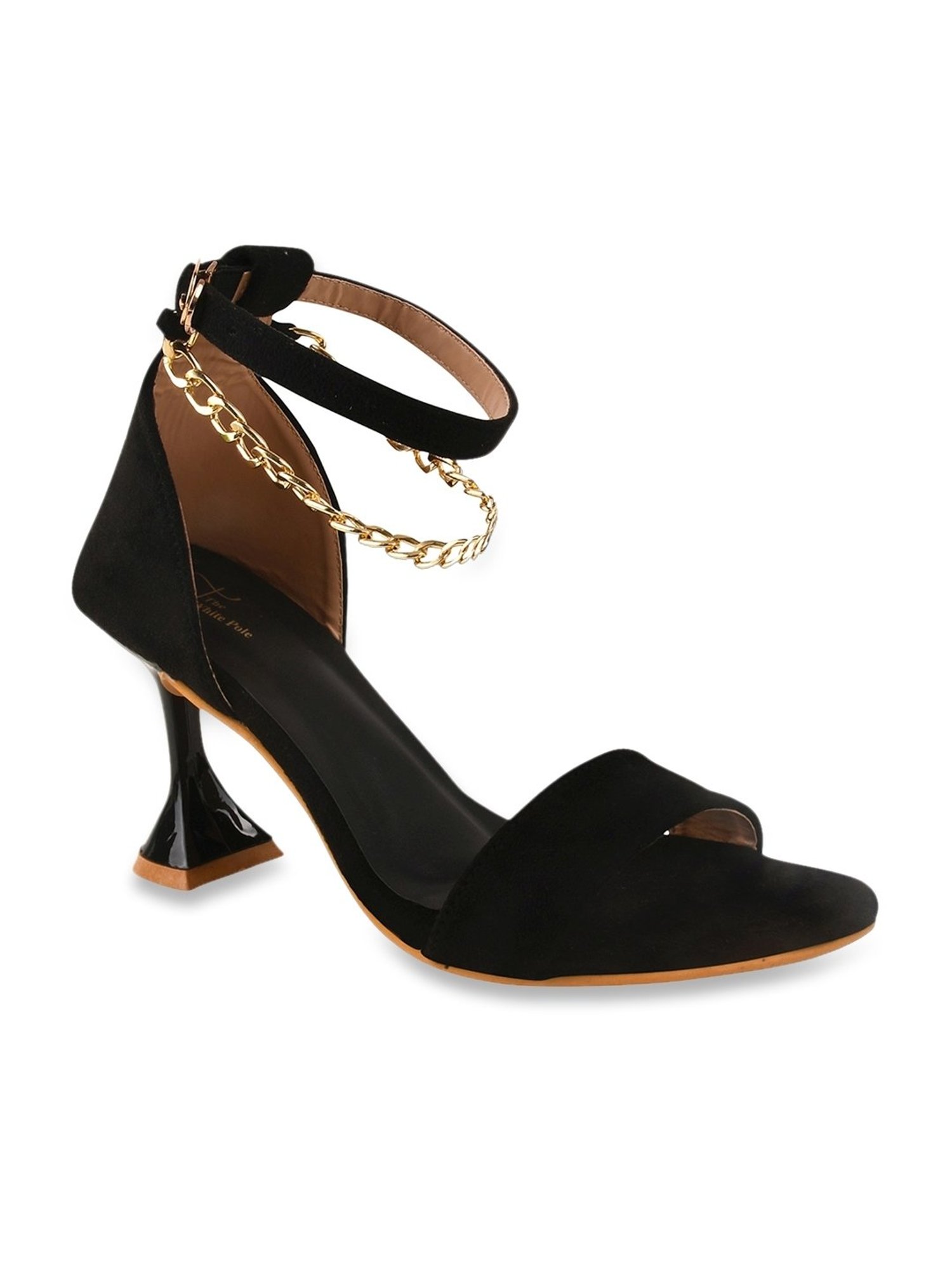 The White Pole Women's Black Ankle Strap Sandals