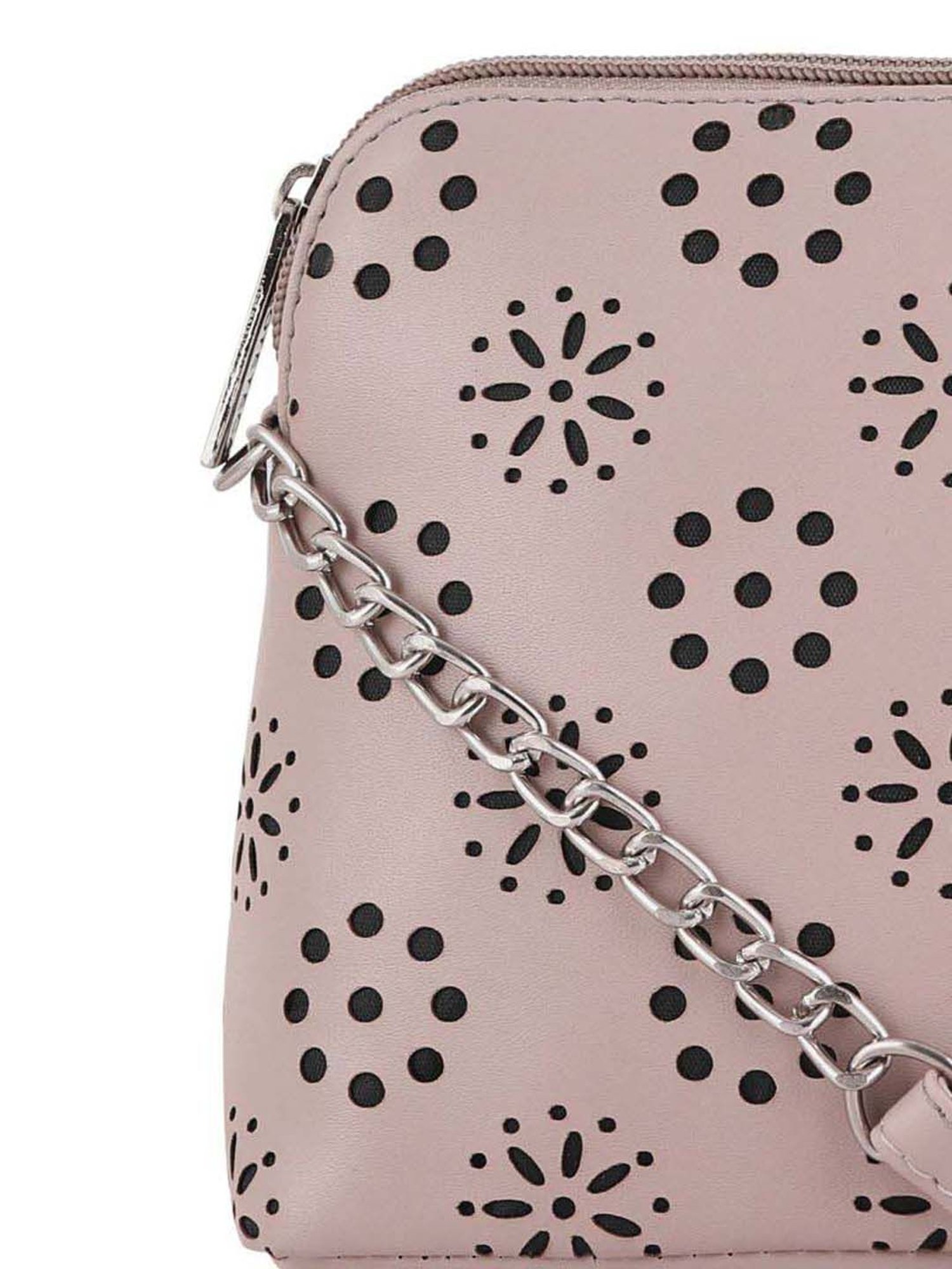 Toteteca Pink Cut Work Medium Sling Handbag