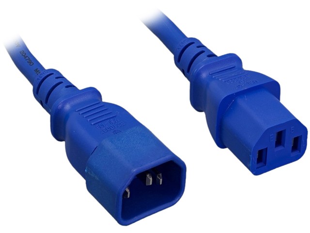 Nippon Labs 18 AWG Power Extension Cable, IEC320 C13/C14, 18AWG, SJT, 10A, 250V, Blue, 6 ft. Power Cord