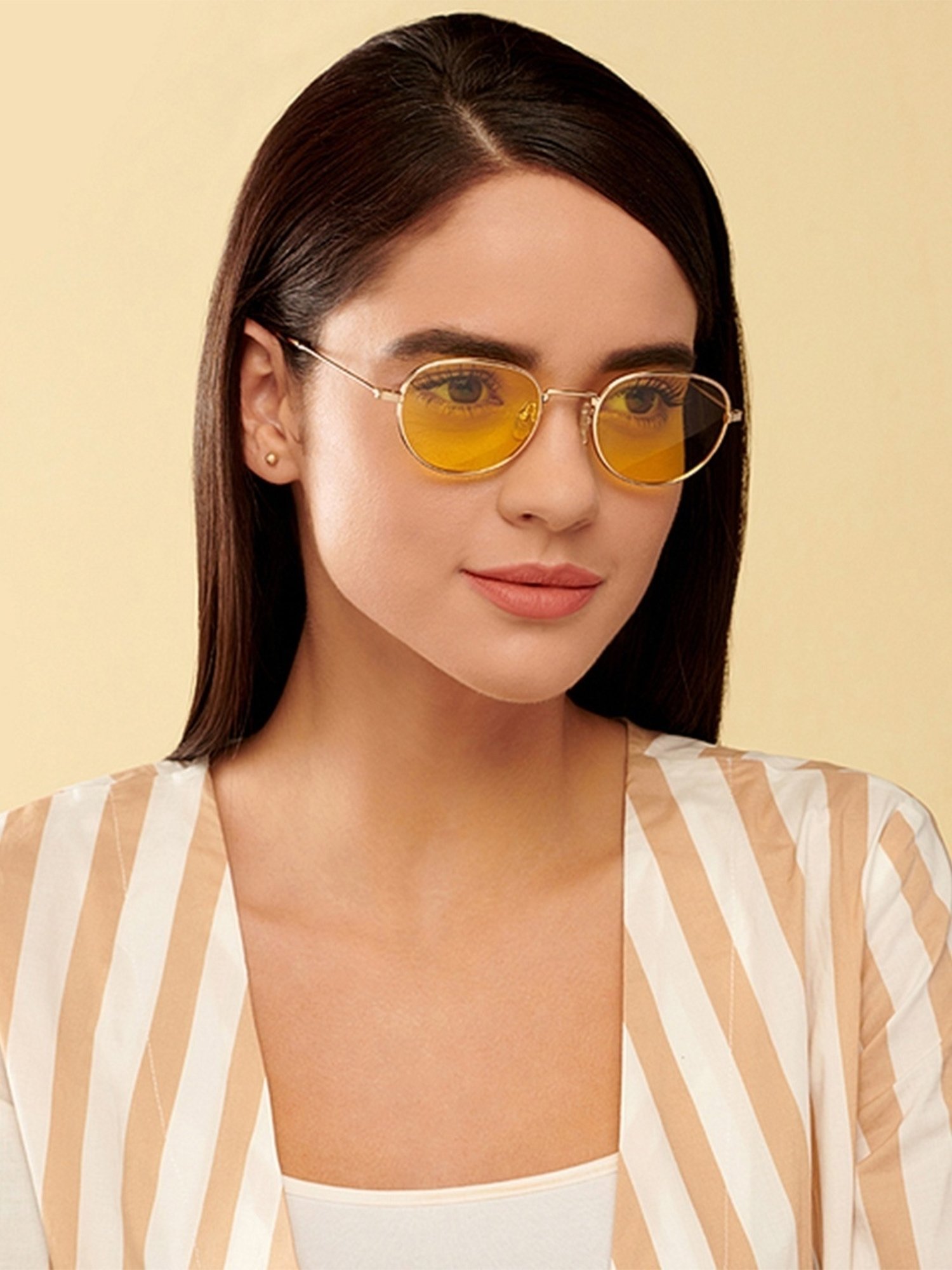 John Jacobs JJ S12810 Yellow Polarized Round Sunglasses
