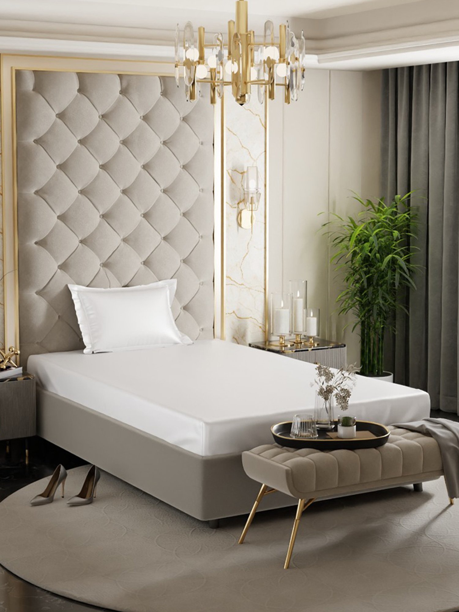 Stoa Paris White 300 TC Polyester Single Fitted Sheet with 1 Pillow Cover